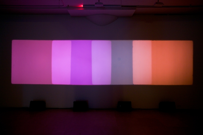 Paul Sharits, Shutter Interface, 1975, 4-screen 16mm loop projection with 4 separate soundtracks, color, Indefinite duration