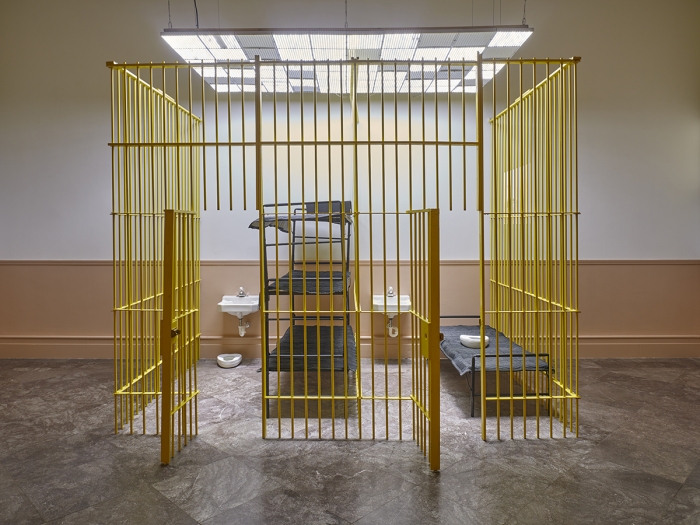 Installation view, Introducing Tony Cokes: A Retrospective, Albright-Knox Art Gallery, Buffalo, 2018