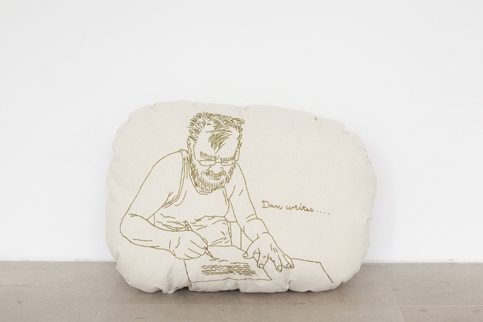 Mieko Meguro Dan Writes..., 2016 Cotton canvas, thread and polyester stuffing 17 x 24 x 11 inches (43.2 x 61 x 27.9 cm)