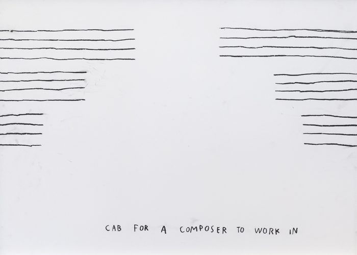 Christine Sun Kim Cab For A Composer To Work In, 2016 Charcoal on paper Paper: 19 5/8 x 27 1/2 inches (49.8 x 69.9 cm) Frame: 20 1/2 x 28 1/4 inches (52.1 x 71.8 cm)