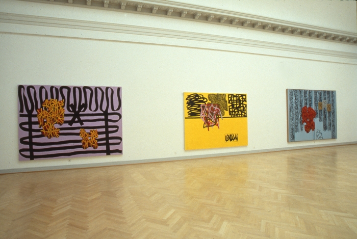 Jonathan Lasker, Installation view, Kunstverein St. Gallen im Kunstmuseum, St. Gallen, Switzerland, 1998
