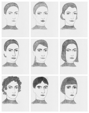 Sophie Aschauer Infinite Variety (1 Imaginary Self-portrait and 8 Overpaintings), 2008