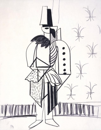 Cubist Stage Manager with Curtains from "Parade Triple Bill", 1980