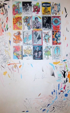Study for Bubble Gum Card Backs, 1990. Color Xerox, 14 x 8 1/2 inches. MP D-318
