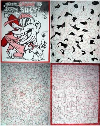 Dream Object (I was at Linda's and found), 1997. Colored pencil, ink on rag paper and vellum, 4 drawings, 12 x 9 inches each. MP D-169
