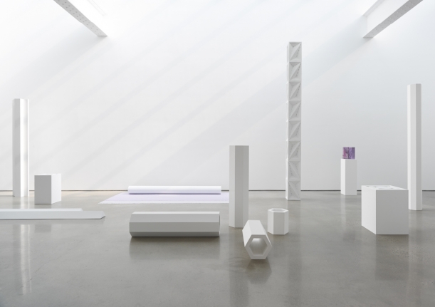 Sara VanDerBeek, "Pieced Quilts, Wrapped Forms." Installation view, 2016. Metro Pictures, New York.
