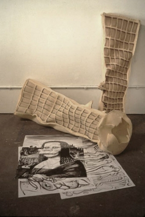 Dream Object ("At 5 AM I needed to go to a B of A to withdraw some money), 1996. Marker, paper, foam and wire, 24 x 19 inches (drawings), dimensions variable. MP 49