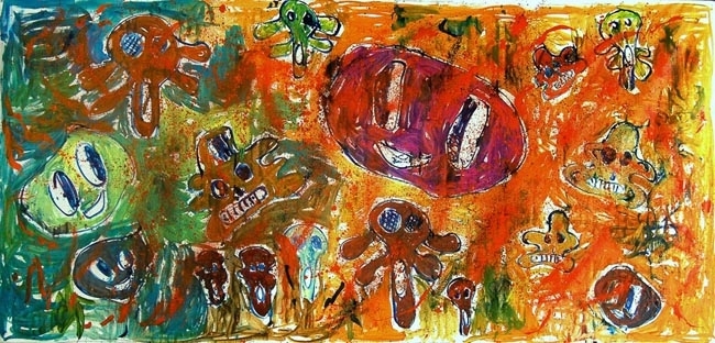 Viele Tote im Heimatland: Fanta, Sprite, H-Milch, Micky und Donald!, 2007. Oil on canvas. MP 31