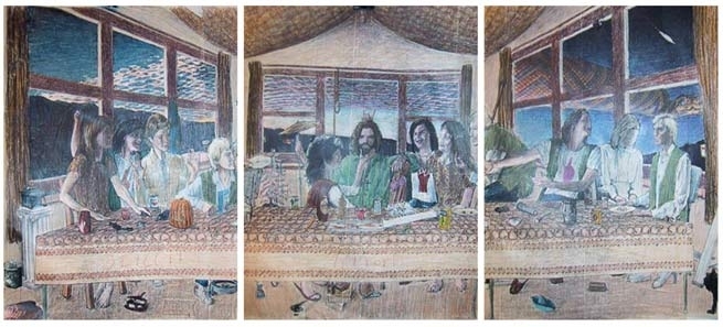 Study for Sinnorama #1, 1989/90. Color Xerox with attached Xerox, 11 1/8 x 9 inches. MP d-312