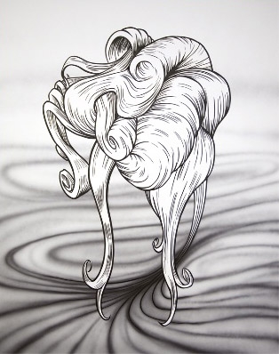 Untitled (Hair drawing), 2012. Airbrush and ink on paper, 58 x 46 inches (image size), (147.3 x 116.8 cm); 61 x 49 inches (frame size), (154.9 x 124.5 cm). MP D-567