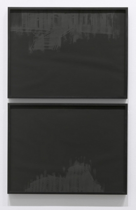 Psycho Split, 2010. Pigment and charcoal on paper, 2 panels, 19 x 25 inches (each panel) (48.3 x 63.5 cm). MP D-389