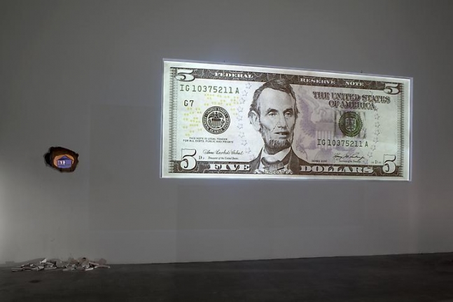 "Cell Phones Diagrams Cigarettes Searches and Scratch Cards," installation view, 2009. Metro Pictures, New York.