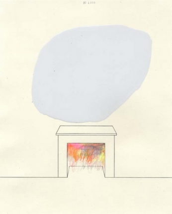 Another Mouth to Feed (in White), 2003. Graphite, enamel and colored pencil on paper, 10 1/2 x 8 inches. MP D-84