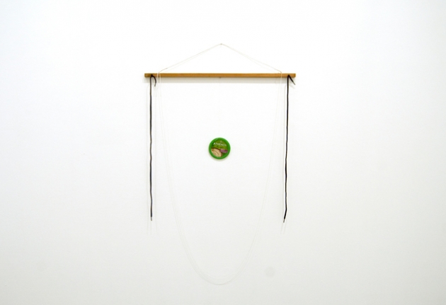 Untitled, 2010. Wood, wire, screw eyes, nails, shoelaces, string, thread, 51 x 32 x 1.5 inches (129.5 x 81.2 x 3.8 cm). MP 41