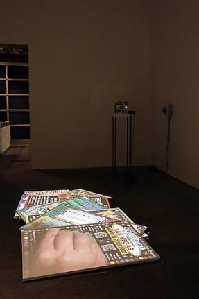 "Cell Phones Diagrams Cigarettes Searches and Scratch Cards," installation view, 2009. Metro Pictures, New York.