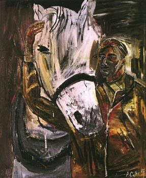 Albert Oehlen Selbsportrait mit Pferd, 1984