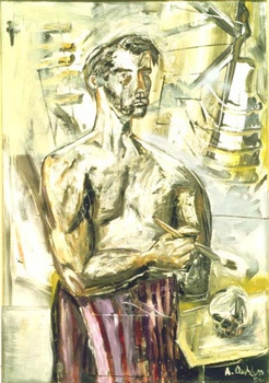 Albert Oehlen Self-portrait with Paintbrush, 1984