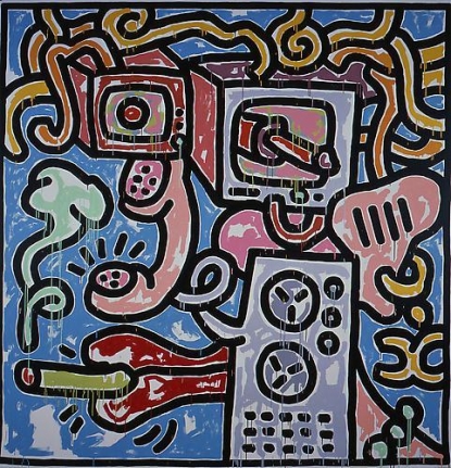 Keith Haring, Media Girl with Cigarette, 1988
