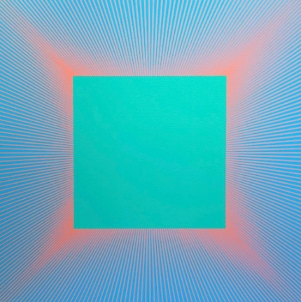 Red Edged Green Square, 1977 - 2017, 36 x 36 inches