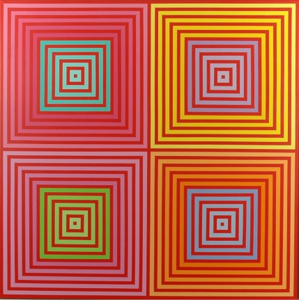 Richard Anuszkiewicz op art four on four painting