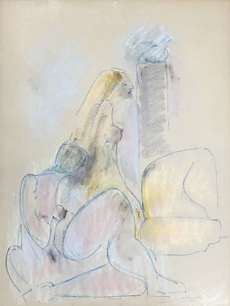 Untitled nude pastel by Hans Burkhardt.