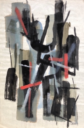 John Von Wicht gouache and watercolor painting entitled "Dark & Light".
