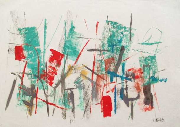 Mixed media John Von Wicht untitled painting VoJo025.