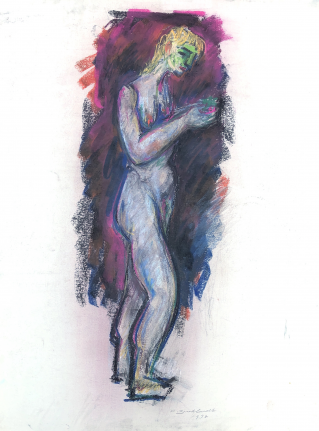 Untitled nude pastel by Hans Burkhardt.