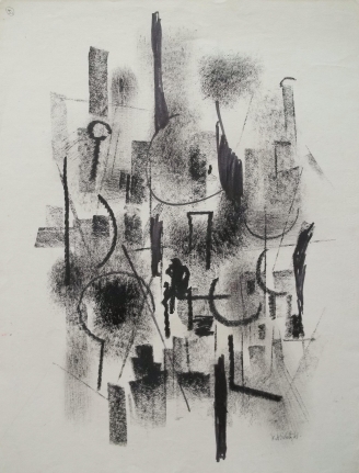 Mixed media John Von Wicht untitled painting VoJo037.