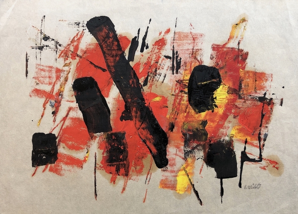 Mixed media John Von Wicht untitled painting VoJo0016.