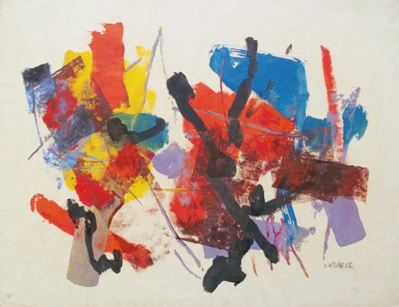 Mixed media John Von Wicht untitled painting VoJo062.