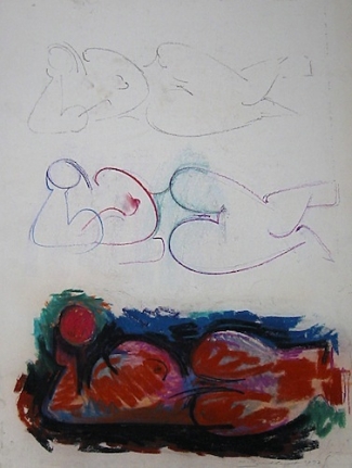 Untitled pastel nude by Hans Burkhardt.