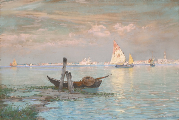 Sold pastel by Walter Launt Palmer entitled "Venice and Posts".