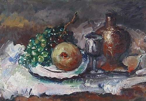Still life oil painting by Hans Burkhardt.