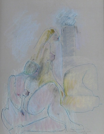 Untitled nude pastel by Hans Burkhardt.