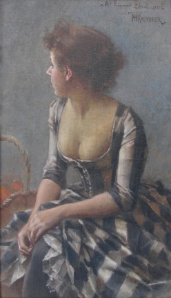 Sold painting by Frederik Kaemmerer of a seated woman.