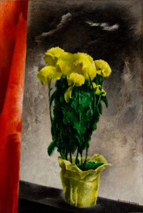 William Schwartz oil painting of mums.