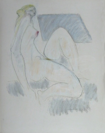 Untitled nude pastel by Hans Burkhardt.