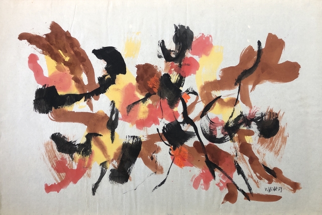 Mixed media John Von Wicht untitled painting "Fall".