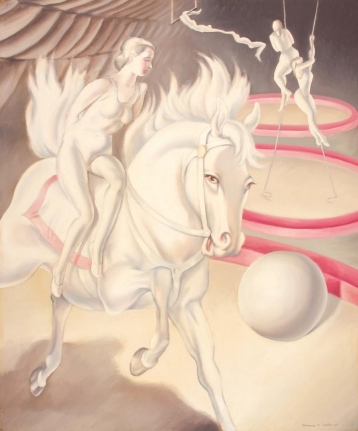 Clarence Holbrook Carter 1930 painting titled "Circus Scene."