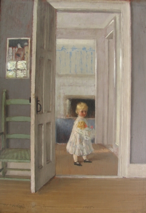 William Wallace Gilchrist Jr. oil painting entitled "Girl with Doll".