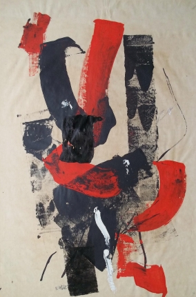 Mixed media John Von Wicht untitled painting VoJo144.