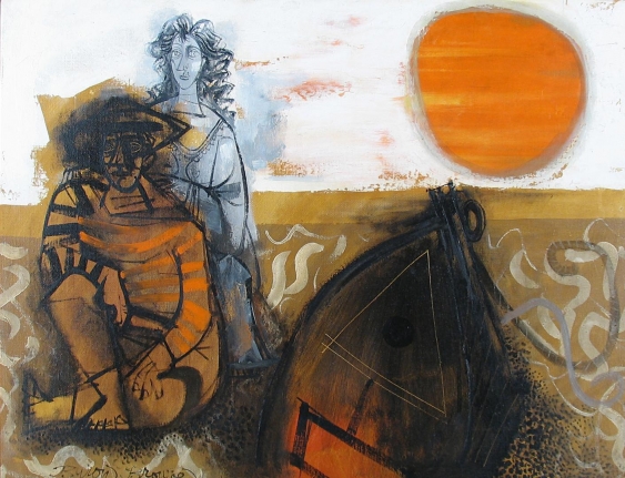 Byron Browne 1959 oil painting titled "On the Beach."