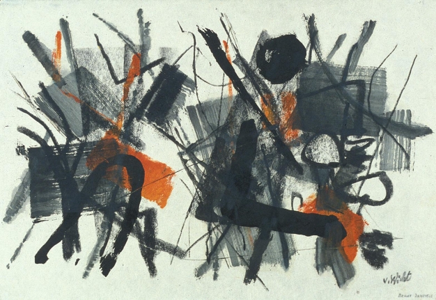 Mixed media John Von Wicht untitled painting VoJo155.