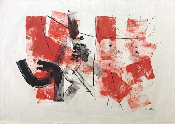Mixed media John Von Wicht untitled painting VoJo112.