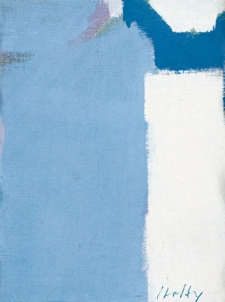 Carl Holty 1972 abstract painting titled "White & Blue."