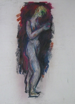Untitled nude pastel by Hans Burkhardt.