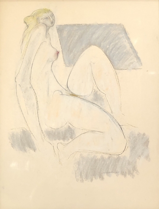 Untitled nude pastel by Hans Burkhardt.