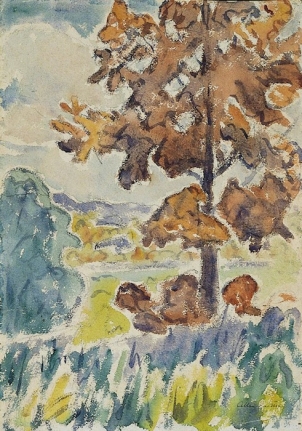 Allen Tucker watercolor "The Oak Tree".