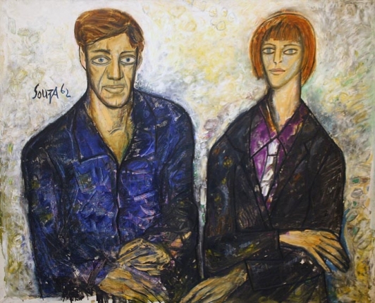 Francis Newton Souza DOUBLE PORTRAIT 1962 Oil on canvas 48 x 60 in. NFS